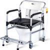 LQDSADRT Rolling Shower Chair with Arms Shower Commode Chair with 4 Locking Wheels Toilet Transport Wheelchair, Aluminum Alloy Frame, Supports 150kg view 1