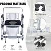 LQDSADRT Rolling Shower Chair with Arms Shower Commode Chair with 4 Locking Wheels Toilet Transport Wheelchair, Aluminum Alloy Frame, Supports 150kg view 2