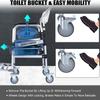 LQDSADRT Rolling Shower Chair with Arms Shower Commode Chair with 4 Locking Wheels Toilet Transport Wheelchair, Aluminum Alloy Frame, Supports 150kg view 4