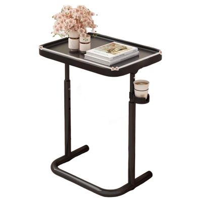 Adjustable Tray Table with Cup Holder and Liftable Top, Large Laptop Desk, Couch Desk, Side Tables and Gaming Desk, Portable Tray for Eating on Couches, Chairs, Recliners