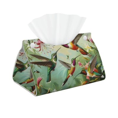 Beautiful Hummingbirds Printed Long Tissue Box Cover Leather Modern Tissue Case Tissue Box Holder for Home Office Decor Bathroom Car