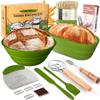 Sourdough Bread Baking Supplies 34 OZ Sourdough starter kit with 2 Bread Proofing Basket - Green view 1