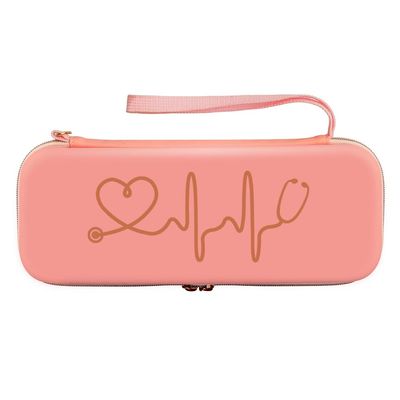Nsssunnre Stethoscope Storage Box EVA Portable Travel Carrying Case with Mesh Bag, Hard Drive,Pen,Medical Organizer Pink