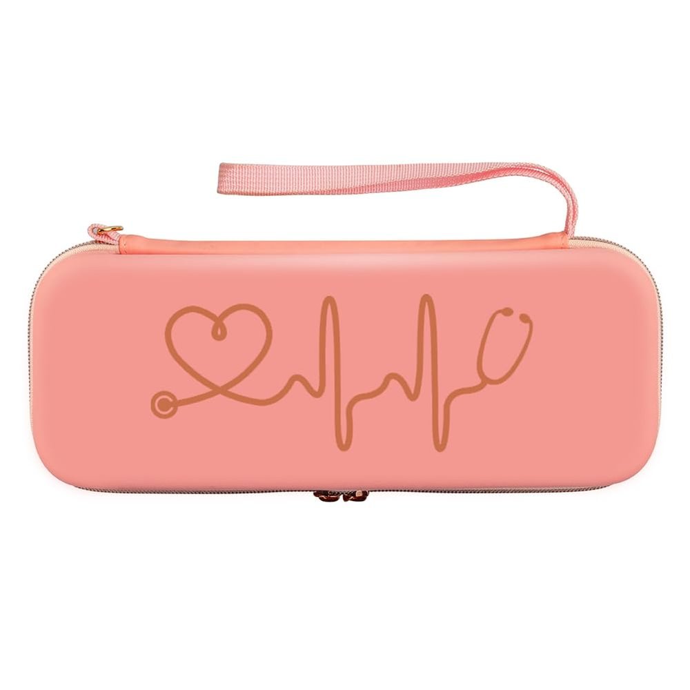 Nsssunnre Stethoscope Storage Box EVA Portable Travel Carrying Case with Mesh Bag, Hard Drive,Pen,Medical Organizer Pink