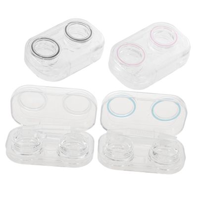 Healeved 4pcs Lens Case Lens Case Holder Storage Box Pad Ring for Daily Storage Random Style