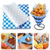 100PCS Deli Paper,Premium Food Basket Liners, Grease Resistant Wax Paper Sheets for Food,Deli Wrap Wax Paper Sheets for Wrapping Bread and Sandwiches (Blue, 7'') view 1