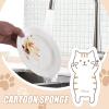 lisutupode Cat sponge, cat sponges | cartoon wood cellulose sponge | sponge for washing dishes, soft, scratch- peeling with carry strap for cleaning kitchen and household view 2