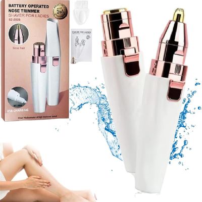 2-in-1 Women's Eyebrow and Facial Hair Removal Device,Facial Hair Trimmer,Electric Portable 2 in 1 Face Shaver and Eyebrow Trimmer, Rechargeable Lips Body Facial Razor, Built-in LED Light (1 Pcs)