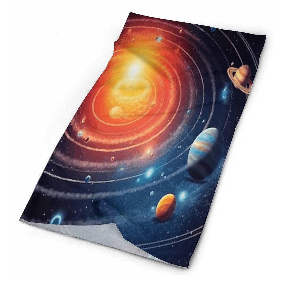 KWQDOZF Multi Purpose Bandana Breathable Face Mask Face Mask Neck Mask Outer Space Galaxy Solar System Printed Scarf Suitable for Skiing Fishing Hiking Cycling