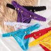 2 Pack Personalized Rhinestone Thongs Custom Name, DIY Hand-Sewn Shiny Gold Letters, Luxury Custom Underwear view 2