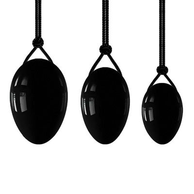 3Pcs/Set Natural Rose Quartz Yoni Egg Set Women Kegel Exercise Jade Egg Ball Kegel Egg with Box-Obsidian no Box