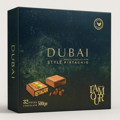 Dubai Kadayif Chocolate with Style Pistachio, 500g Premium Turkish Dessert with Rich Chocolate Coating, Crunchy Kadayif Layers, and Pistachio Topping, Perfect for Gifting or Sharing