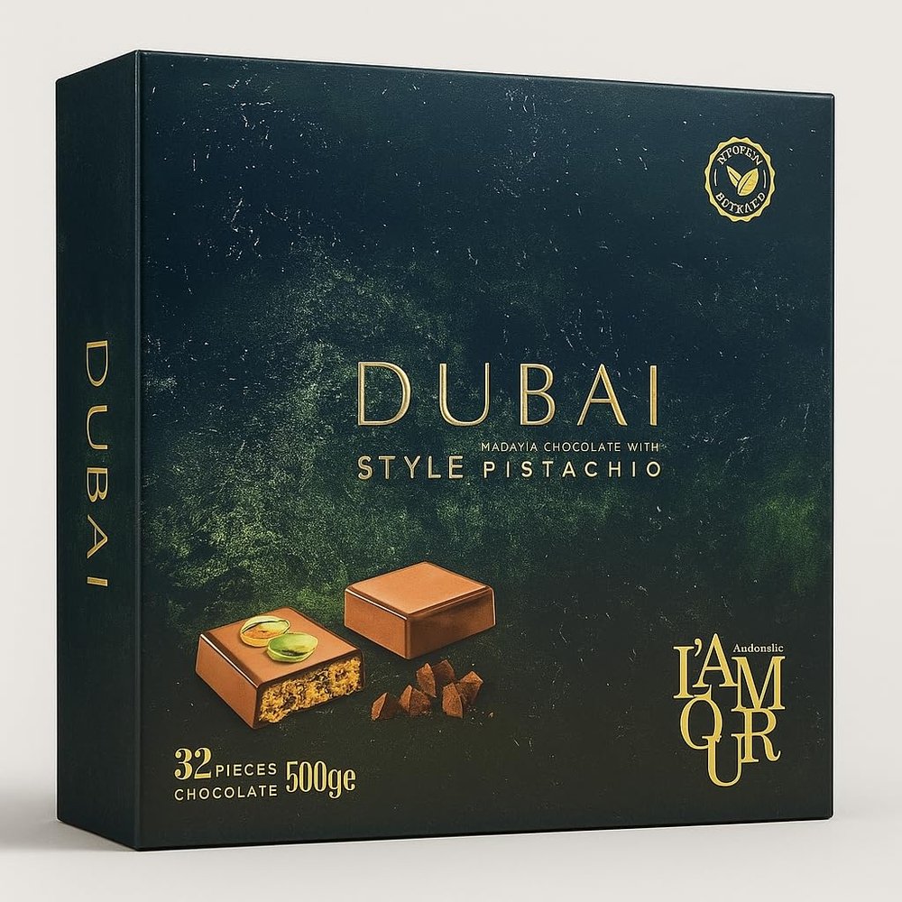 Dubai Kadayif Chocolate with Style Pistachio, 500g Premium Turkish Dessert with Rich Chocolate Coating, Crunchy Kadayif Layers, and Pistachio Topping, Perfect for Gifting or Sharing