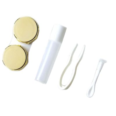 Healeved Portable Lens Case Box Suction Mirror Elegant Design for Contact Lenses Case for Toiletry Containers for Travel Includes Tweezers and Suction Stick Bottle