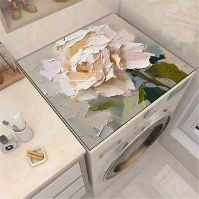 BAMFY Washer and Dryer Covers for The Top, Washing Machine Cover Furniture Decorate Universal Waterproof Portable Non-Slip Protector Mat Top Cover for Fridge(50 * 60cm,F)