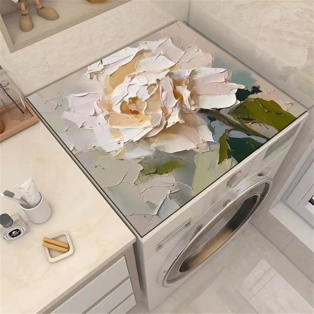 BAMFY Washer and Dryer Covers for The Top, Washing Machine Cover Furniture Decorate Universal Waterproof Portable Non-Slip Protector Mat Top Cover for Fridge(50 * 60cm,F)