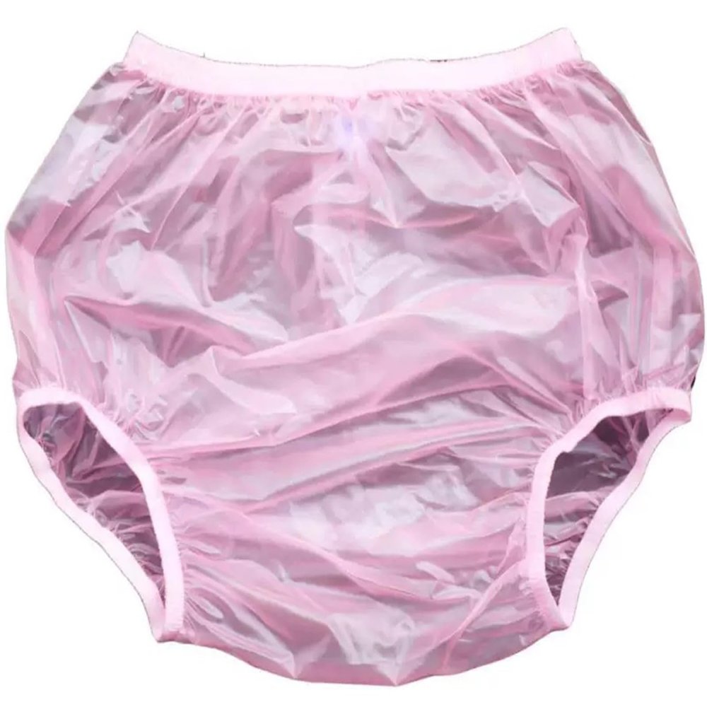 PVC Adult Pull on Plastic Pants,Reusable Nappies,Plastic Diaper Pants Cover,Wound Sealing Waterproof Pants,Rubber Incontinence Knickers, Anti-Side Leakage Safety Pants for Women C,XL