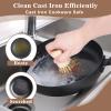 BONUMVITA Cast Iron Scrubber Cleaner with Brass Bristle, 3 Pack Natural Bamboo Handle Copper Scrubber Cleaner for Cast Iron Woks Skillets Pans Pots Table Top BBQ Grills view 4