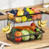 MICFENY Elegant Fruit Organiser Stand Metal Wire Vegetable Basket Space Saving Bread Storage Solution for Home and Office Use view 4
