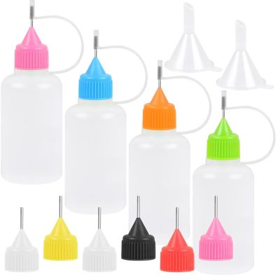 MICFENY Set of 6 Multicolored Lid Dropper Bottles Accuracy Tip Glues Applicator Bottles for Paper Quilling and Art