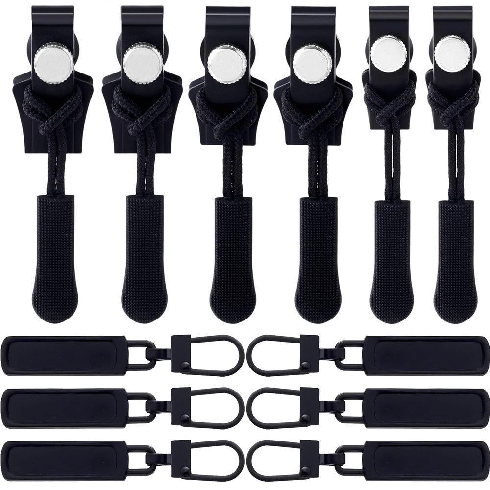 12 Pcs Beojonvy Zipper Sliders, Replacement Zipper Slider, Repair Kit for Zippers, Zipper, Removable Zip Pulls for Jackets, Bags, Suitcases, Jeans Clothing