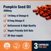 Pumpkin Seed Oil Capsules - Cold Pressed Extra Virgin, 90 Vegan Softgels (30 Days) | High Strength 3000mg with Omega 6 & 9 for Prostate, Urinary, Hair & Heart Support | STERLING NUTRITION view 2