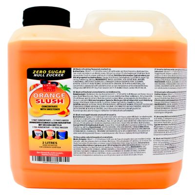 2 Litres Orange Slush Syrup Zero Sugar, Highly Concentrated - Refreshing Flavoured Syrup for Frozen Slushies, Ice Drinks, Blenders, DIY Cocktails & More