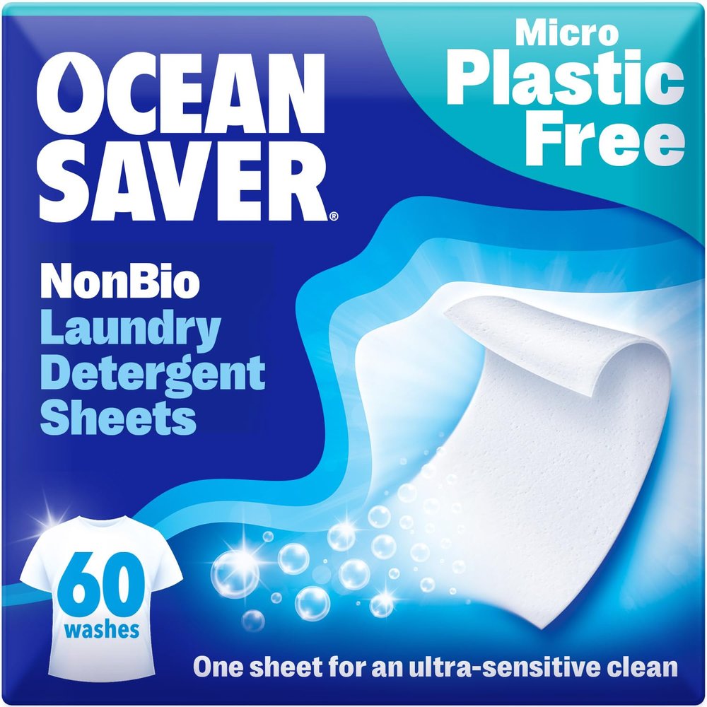 OceanSaver NonBio Laundry Detergent Sheets - Travel Size, 60 Washes