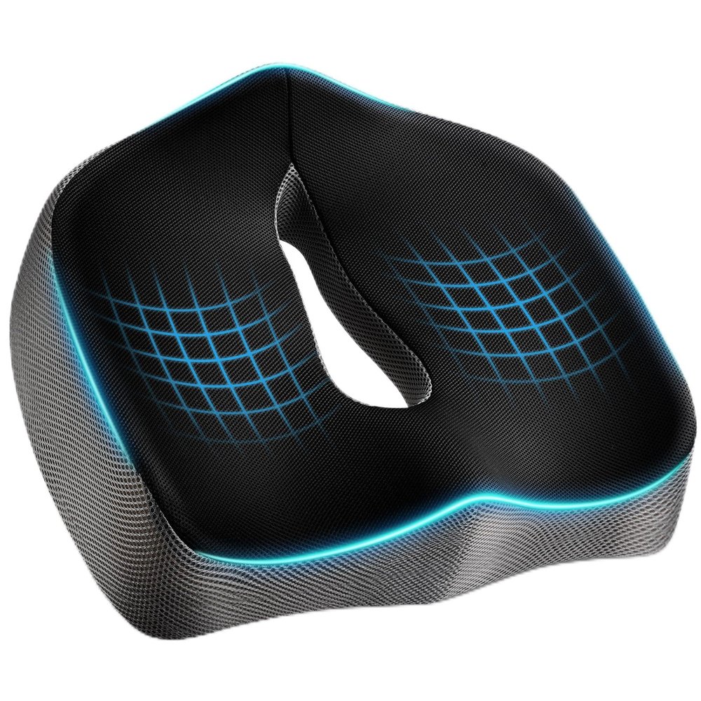 POOTACK Seat Cushions - Memory Foam Office Chair Cushion with Supportive Design, Non-Slip Car Seat Cushion Pad for Long Sitting, Gaming, Travel and Home Use