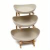 SYJYM Fruit Bowl Kitchen Counter 3-Tier Ceramic Serving Bowls with Bambo Stand Porcelain Fruit Basket Cake Tray Plate Rack view 2
