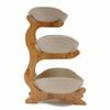 SYJYM Fruit Bowl Kitchen Counter 3-Tier Ceramic Serving Bowls with Bambo Stand Porcelain Fruit Basket Cake Tray Plate Rack view 3