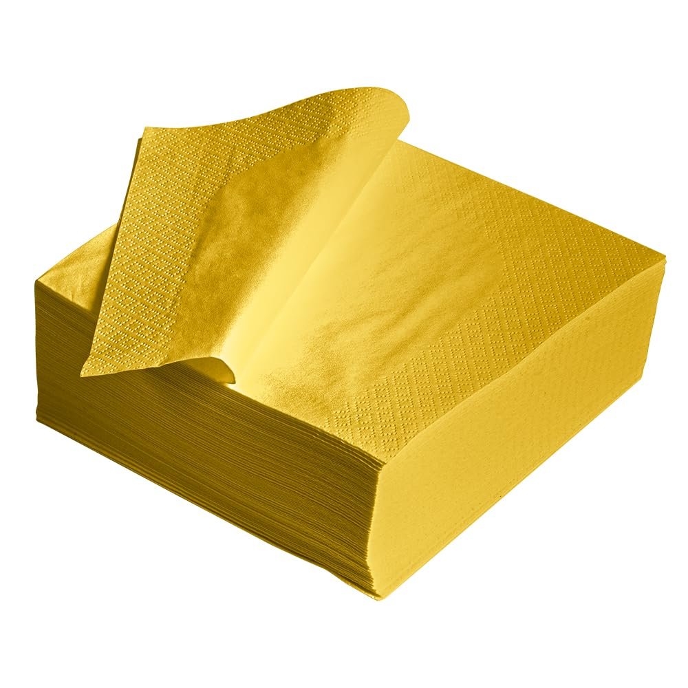 1000PK Yellow Paper Serviettes Soft Napkins 33x33cm 2PLY Kitchen Tissue Paper Disposable Tableware Parties Events Hotel Catering