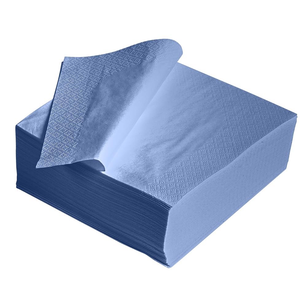 100PK Blue Paper Serviettes Soft Napkins 33x33cm 2PLY Kitchen Tissue Paper Disposable Tableware Parties Events Hotel Catering