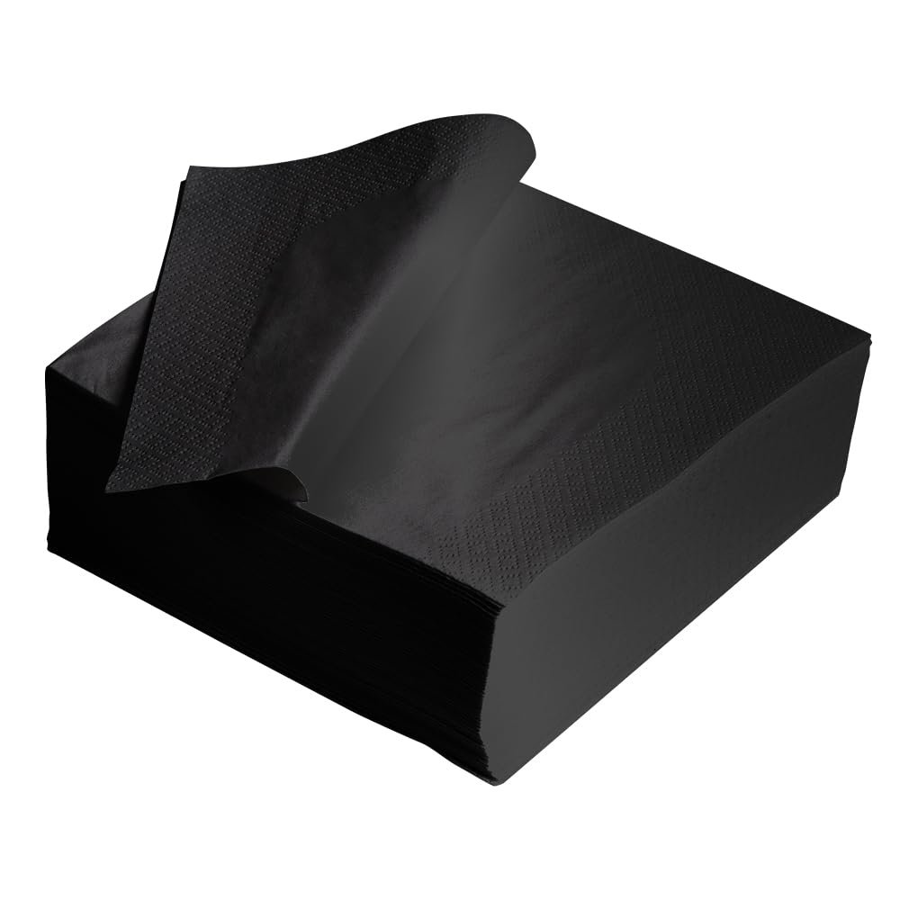 1000PK Black Paper Serviettes Soft Napkins 33x33cm 2PLY Kitchen Tissue Paper Disposable Tableware Parties Events Hotel Catering