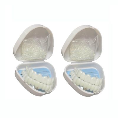 Flipped Warmth 2 Pairs Veneers Teeth, False Teeth Veneers Instant Adjustable Dentures False Teeth, Clip on Veneers Top And Bottom for Women Men