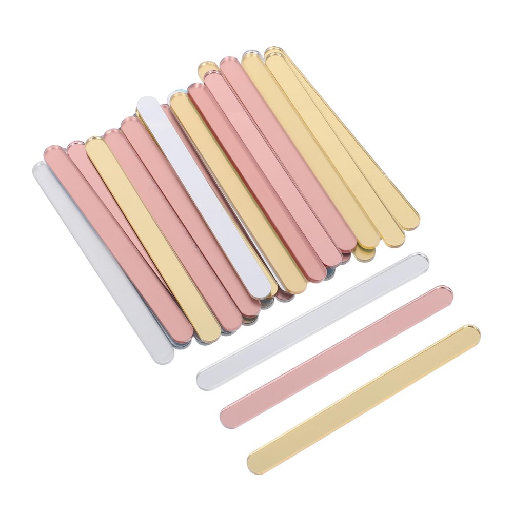 NUOBESTY 30pcs Acrylic Mirror Ice Cream Sticks Reusable DIY Ice Pop Sticks Safe for Boys and Making