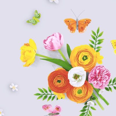 20 Napkins Flowers Small Bouquet Table Decoration Paper Napkins with Motif Also for Decoupage and Decoupage 33 x 33 cm