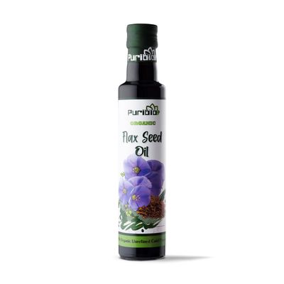 PuriBio Organic Cold Pressed Flax Seed/Linseed Oil 250ml Herbal Supplement