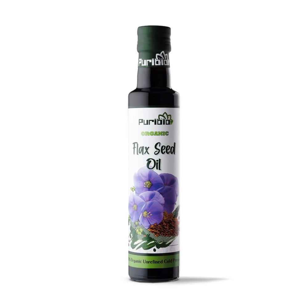 PuriBio Organic Cold Pressed Flax Seed/Linseed Oil 250ml Herbal Supplement