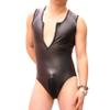 Black,XL,Men's Sexy PU Leather Casual Zipper Sleeveless Warm Bodysuit Vest DS Stage Performance Costume Black view 1