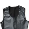 Black,XL,Men's Sexy PU Leather Casual Zipper Sleeveless Warm Bodysuit Vest DS Stage Performance Costume Black view 3