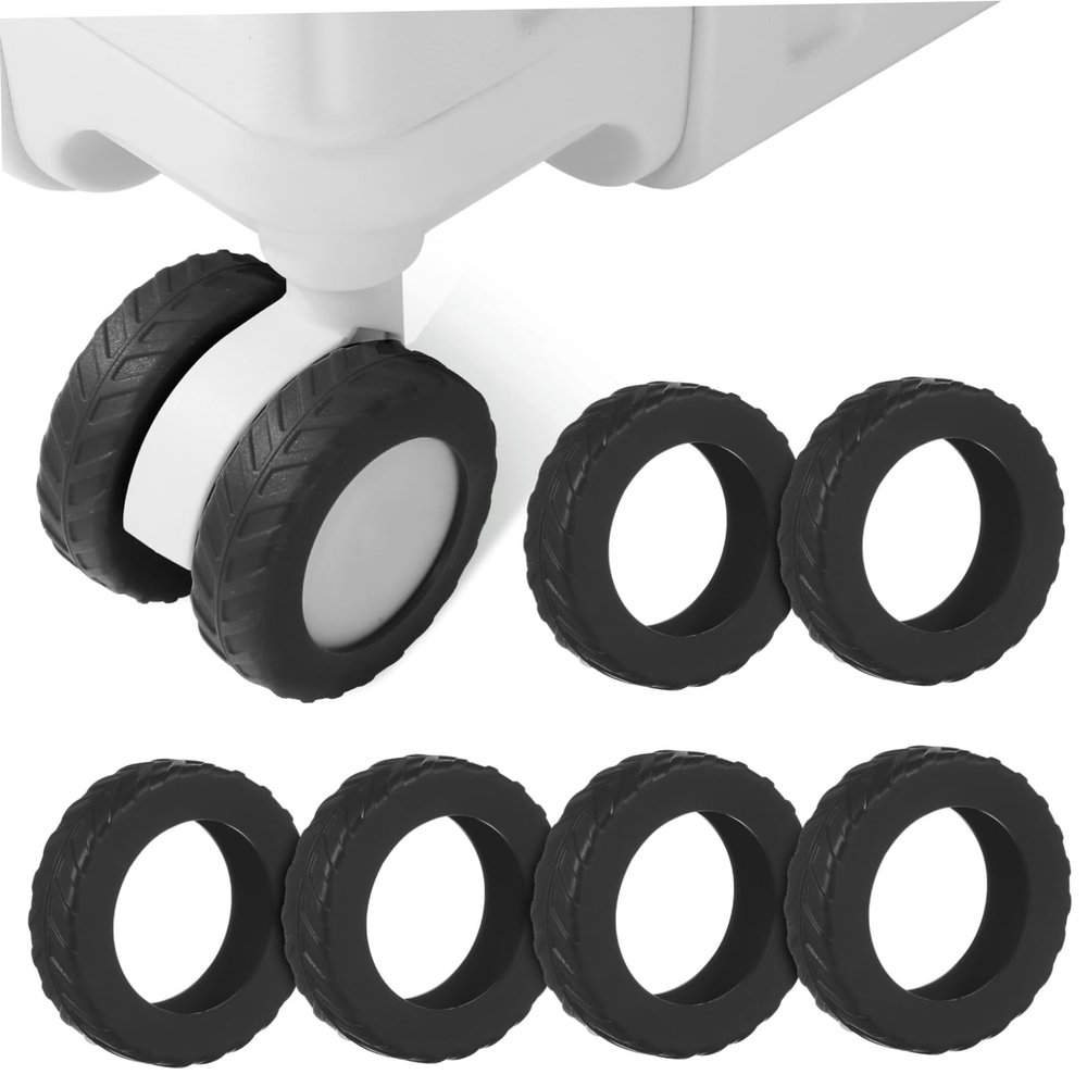 TINEASUR 8pcs Silicone Luggage Wheel Protector Covers for Suitcase Wheels, Silent Operation and Sturdy Material, for Travel and Luggage Compartment Protection