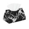 Black and White Marble Printed Long Tissue Box Cover Leather Modern Tissue Case Tissue Box Holder for Home Office Decor Bathroom Car view 1