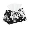 Black Leopard Print Printed Long Tissue Box Cover Leather Modern Tissue Case Tissue Box Holder for Home Office Decor Bathroom Car view 1