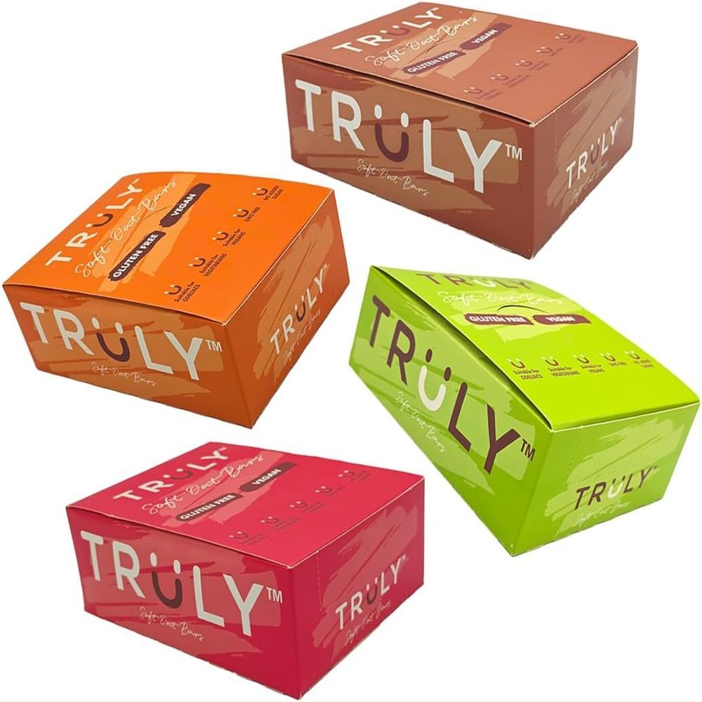 Truly Gluten Free Soft Oat Bars, Assorted Flavours Pack, Apple-Cinnamon, Cranberry, Apricot, Cocoa Chia, 80 Bars