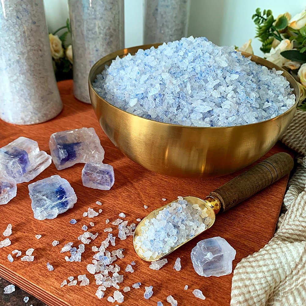 250gr Premium Blue Salt Crystals Coarse, Rare Mineral Salt, High Potassium, Low Sodium, Natural, Unprocessed, Hand Harvested Gourmet, Ancient