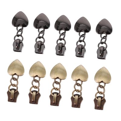 VILLCASE 10pcs Metal Heart Shape Zipper Pull Tabs Bag Zipper Heads Replacement Luggage Accessories Garment Heads