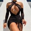 TYUIOP Babydoll Lingerie for Women Bodysuit Lingerie Sexy Womens Set Sexy PVC Sets for Women Plus Size Naughty Blue Set view 3