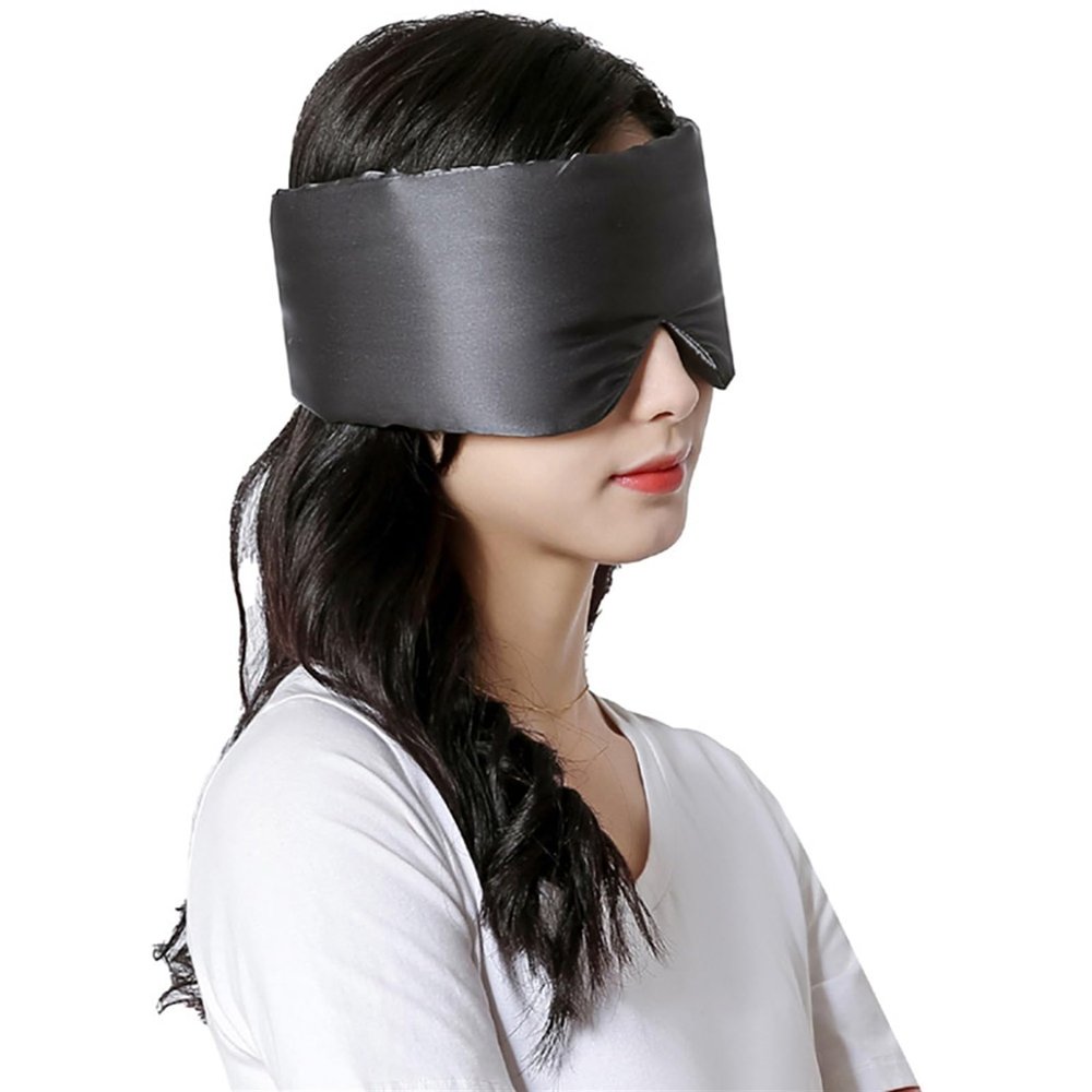 WENYOG Silk Eye Mask For Sleeping Women Mulberry Silk Sleeping Mask Eyepatch Blocking Light Eyemask Eyeshade Soft Padded Travel Sleeping Aid for Sleep Patch(Gray)