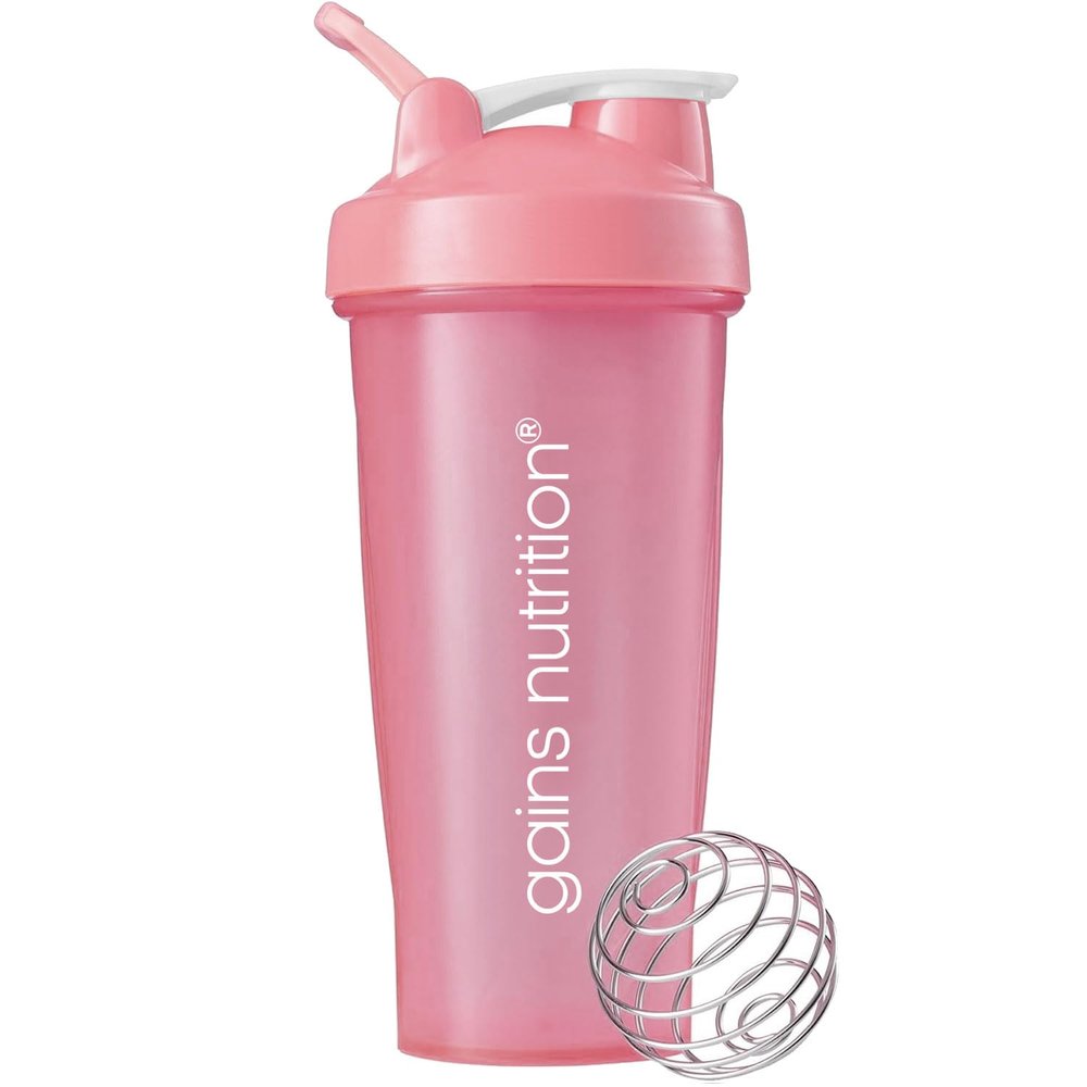 Gains Nutrition GN Protein Shaker | 600ml Protein Shaker Bottle | Protein-Shake Bottle Gym-Shaker | Sports Supplements-Shaker | Screw Top & Leak Proof (Pink)